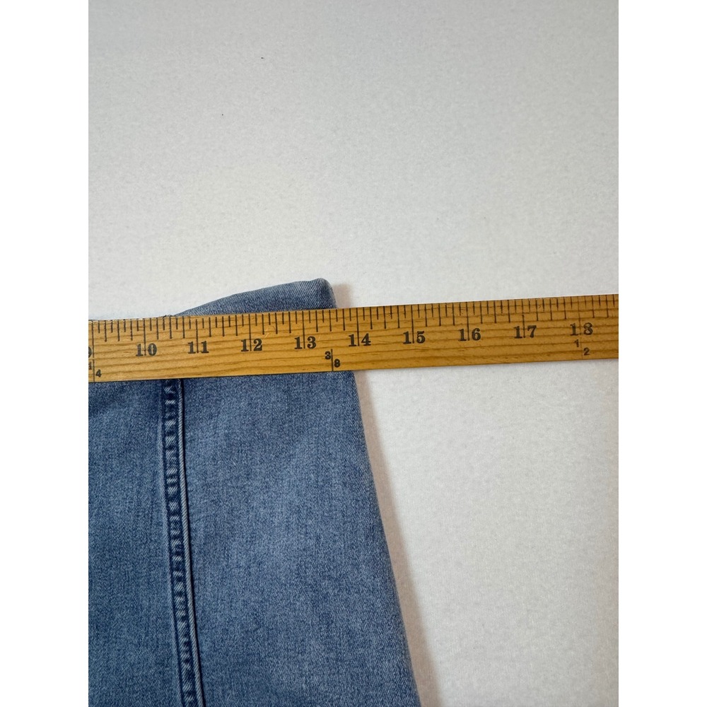 Boho Free People Denim Mini Skirt Womens 8 Blue Medium Wash Seamed Back Zip - Picture 8 of 9
